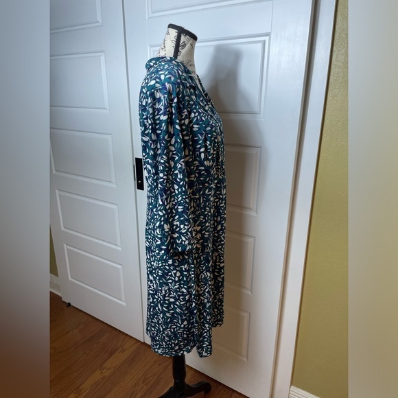 ELIZA J Blue White and Green Faux Wrap Dress Printed 16P - Picture 4 of 7